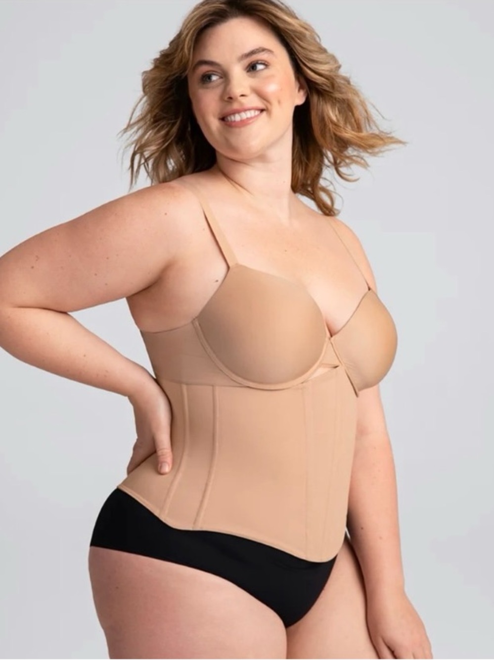 Honeylove WaistHero Waist Cincher Corset‎ Trainer Shapewear 2X Body Shaper Sand